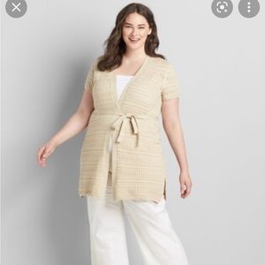 Lane Bryant Short Sleeved Belted Duster Overpiece
